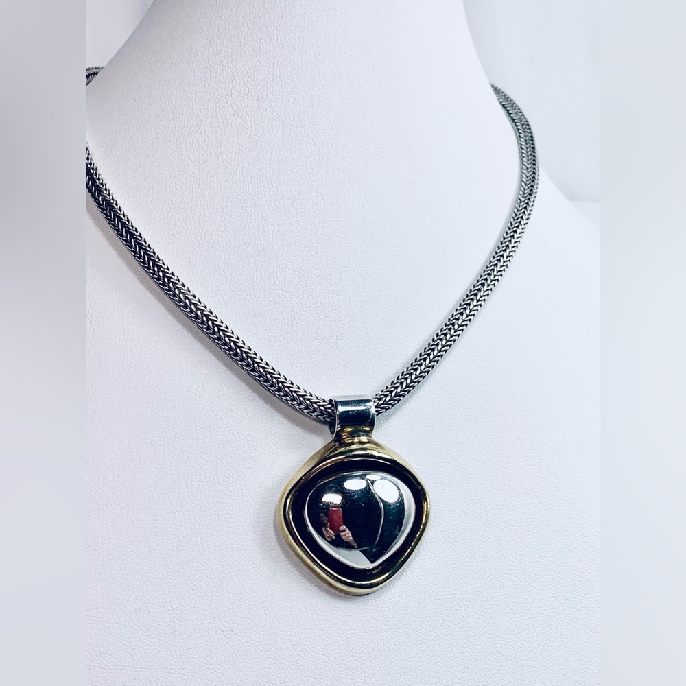 Silpada/Laton HTF Sterling Silver & Brass Organic Triangle-Shaped Pendant